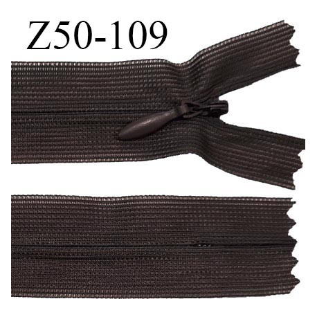 Fermeture zip 50 cm non séparable couleur café zip glissière nylon invisible prix à l'unité