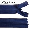 Fermeture zip 55 cm non séparable couleur bleu zip glissière nylon invisible prix à l'unité