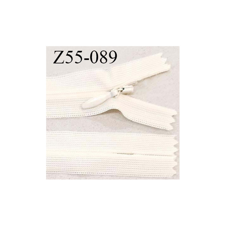 Fermeture zip 55 cm non séparable couleur écru zip glissière nylon invisible prix à l'unité