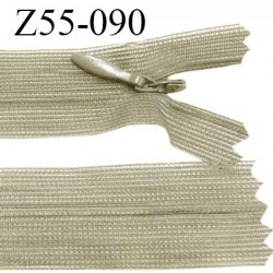 Fermeture zip 55 cm non séparable couleur vert de gris zip glissière nylon invisible prix à l'unité