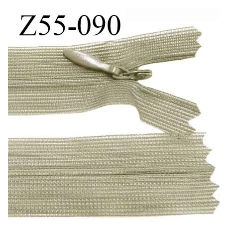 Fermeture zip 55 cm non séparable couleur vert de gris zip glissière nylon invisible prix à l'unité
