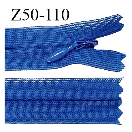 Fermeture zip 50 cm non séparable couleur bleu zip glissière nylon invisible prix à l'unité