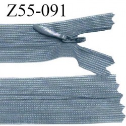 Fermeture zip 55 cm non séparable couleur bleu gris zip glissière nylon invisible prix à l'unité