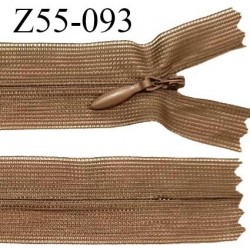 Fermeture zip 55 cm non séparable couleur marron clair zip glissière nylon invisible prix à l'unité