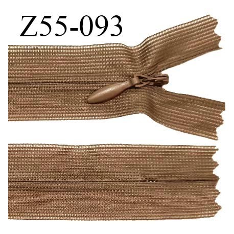 Fermeture zip 55 cm non séparable couleur marron clair zip glissière nylon invisible prix à l'unité