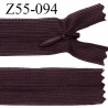 Fermeture zip 55 cm non séparable couleur prune foncé zip glissière nylon invisible prix à l'unité