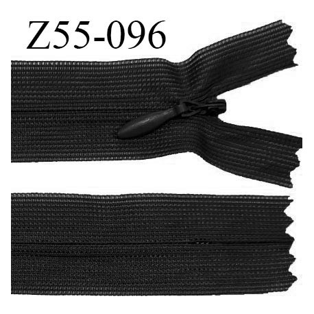 Fermeture zip 55 cm non séparable couleur noir zip glissière nylon invisible prix à l'unité
