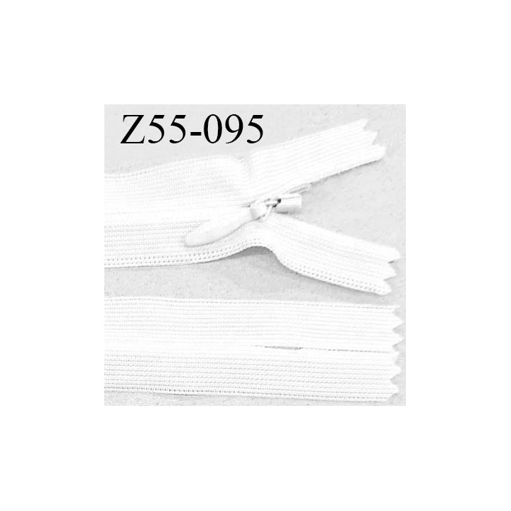 Fermeture zip 55 cm non séparable couleur blanc zip glissière nylon invisible prix à l'unité