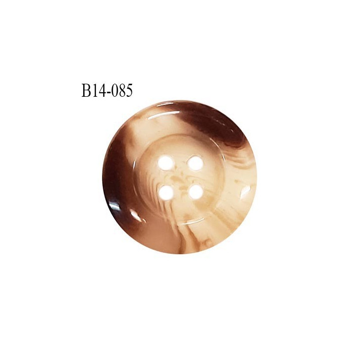 Bouton 14 mm couleur marron et beige marbré 4 trous diamètre 14 mm épaisseur 4 mm prix à l'unité