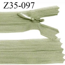Fermeture zip 35 cm non séparable couleur vert tilleul clair zip glissière nylon invisible prix à l'unité
