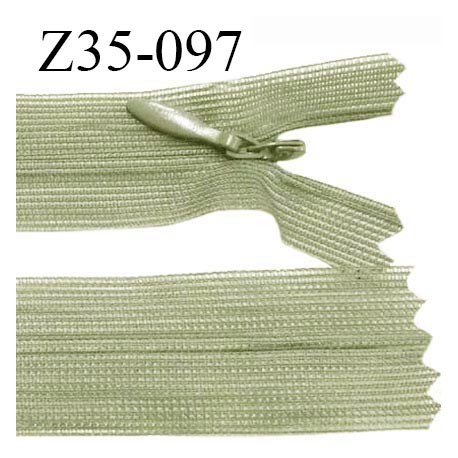 Fermeture zip 35 cm non séparable couleur vert tilleul clair zip glissière nylon invisible prix à l'unité