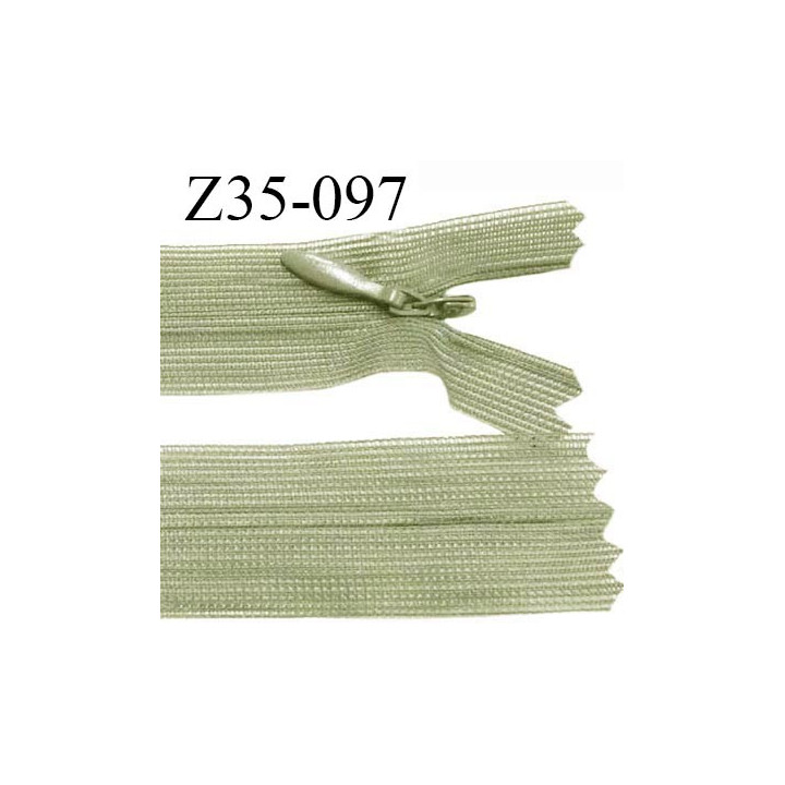 Fermeture zip 35 cm non séparable couleur vert tilleul clair zip glissière nylon invisible prix à l'unité