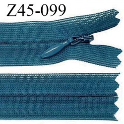 Fermeture zip 45 cm non séparable couleur bleu cyprès zip glissière nylon invisible prix à l'unité