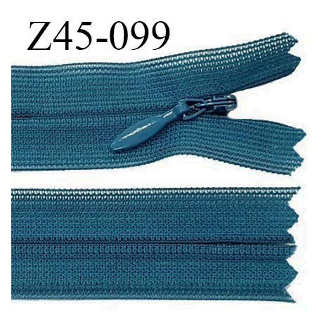 Fermeture zip 45 cm non séparable couleur bleu cyprès zip glissière nylon invisible prix à l'unité