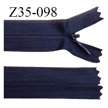 Fermeture zip 35 cm non séparable couleur bleu marine zip glissière nylon invisible prix à l'unité