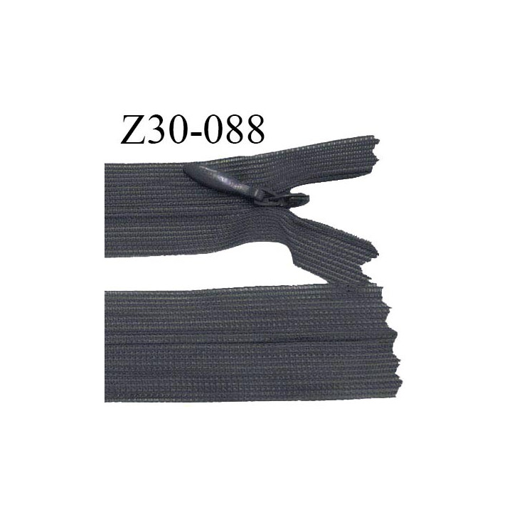 Fermeture zip 30 cm non séparable couleur gris foncé largeur 2.5 cm zip nylon invisible prix à l'unité