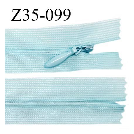 Fermeture zip 35 cm non séparable couleur bleu ciel zip glissière nylon invisible prix à l'unité