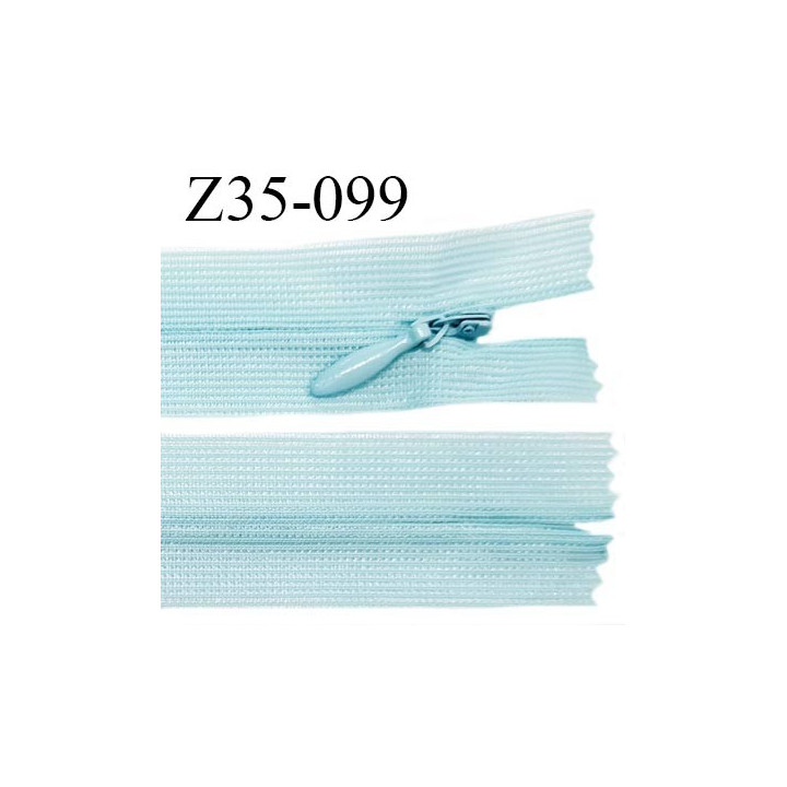 Fermeture zip 35 cm non séparable couleur bleu ciel zip glissière nylon invisible prix à l'unité