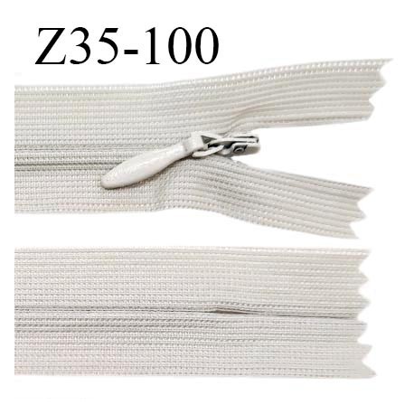 Fermeture zip 35 cm non séparable couleur gris argile zip glissière nylon invisible prix à l'unité