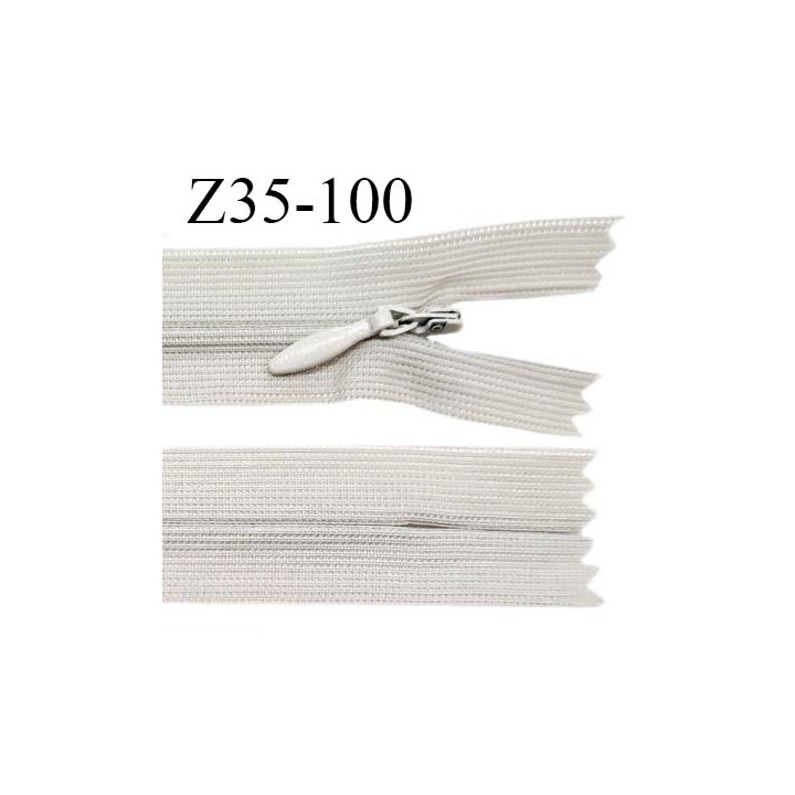 Fermeture zip 35 cm non séparable couleur gris argile zip glissière nylon invisible prix à l'unité