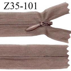 Fermeture zip 35 cm non séparable couleur marron clair zip glissière nylon invisible prix à l'unité
