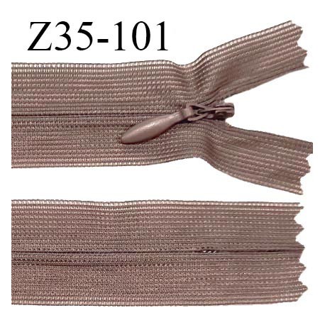 Fermeture zip 35 cm non séparable couleur marron clair zip glissière nylon invisible prix à l'unité