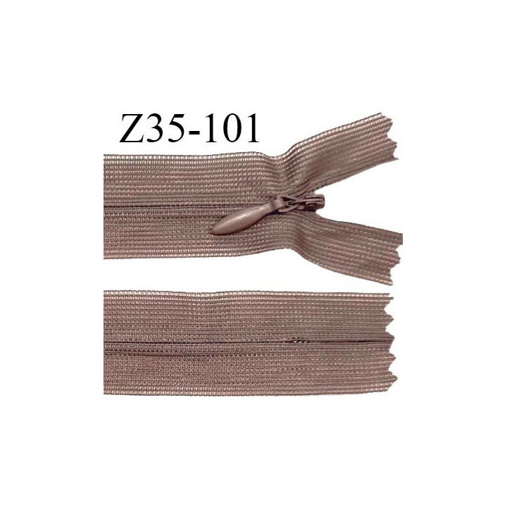Fermeture zip 35 cm non séparable couleur marron clair zip glissière nylon invisible prix à l'unité