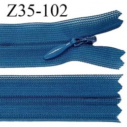 Fermeture zip 35 cm non séparable couleur bleu paon zip glissière nylon invisible prix à l'unité