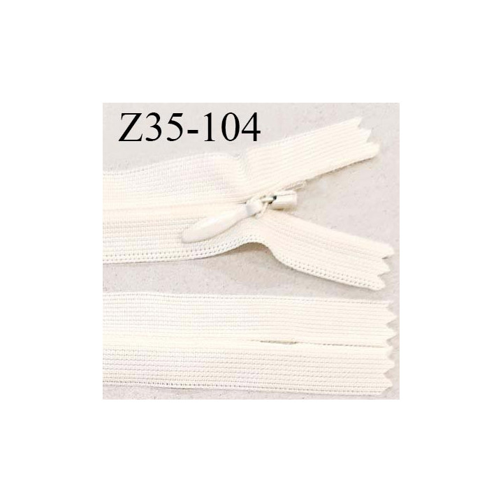 Fermeture zip 35 cm non séparable couleur écru zip glissière nylon invisible prix à l'unité