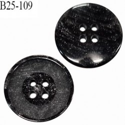 Bouton 25 mm en pvc couleur noir avec paillettes argentées 2 trous diamètre 25 mm épaisseur 4 mm prix à la pièce