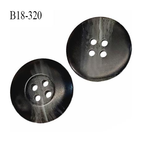 Bouton 18 mm en pvc couleur noir anthracite et gris satiné marbré diamètre 18 mm 4 trous prix à la pièce