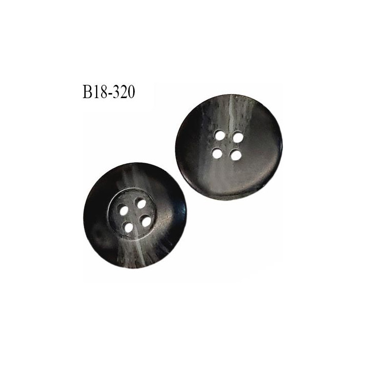 Bouton 18 mm en pvc couleur noir anthracite et gris satiné marbré diamètre 18 mm 4 trous prix à la pièce