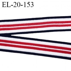 Elastique 20 mm superbe  couleur bleu blanc rouge souple agrable au touché  élasticité + 100 % largeur 20 mm prix au mètre