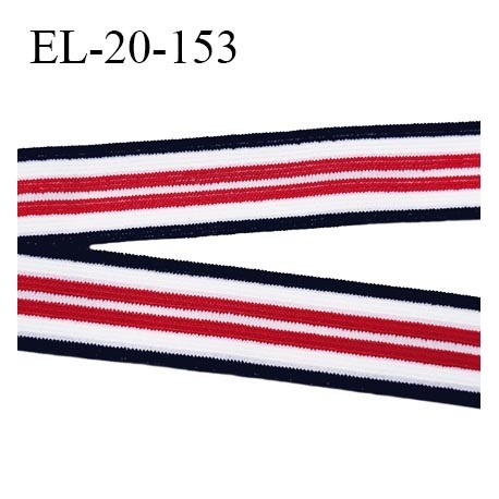 Elastique 20 mm superbe couleur bleu blanc rouge souple agrable au touché élasticité + 100 % largeur 20 mm prix au mètre