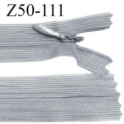 Fermeture zip 50 cm non séparable couleur gris zip glissière nylon invisible prix à l'unité