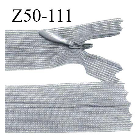 Fermeture zip 50 cm non séparable couleur gris zip glissière nylon invisible prix à l'unité