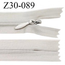 Fermeture zip 30 cm non séparable couleur gris argile largeur 2.5 cm zip nylon invisible prix à l'unité