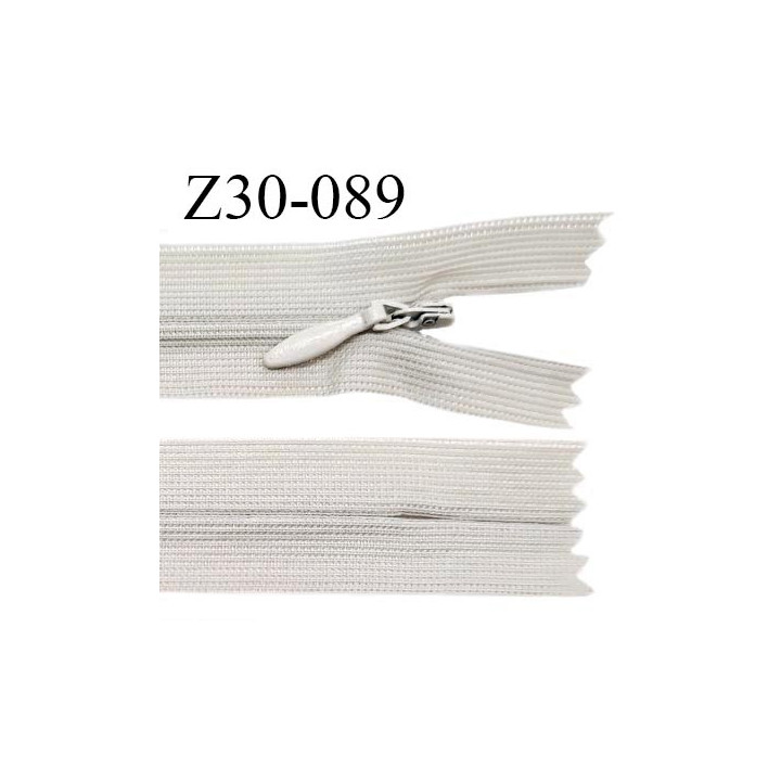 Fermeture zip 30 cm non séparable couleur gris argile largeur 2.5 cm zip nylon invisible prix à l'unité
