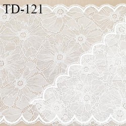 Tissu dentelle 24 cm extensible haut de gamme très fin largeur 24 cm couleur talc prix pour 1 mètre