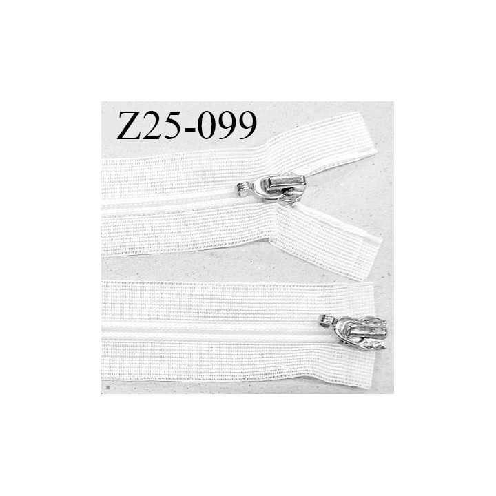 Fermeture zip 25 cm couleur blanc double curseur longueur 25 cm largeur 3.2 cm zip nylon largeur 7 mm prix à l'unité