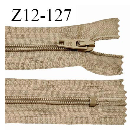 Fermeture zip 12 cm non séparable couleur marron clair largeur 2.5 cm zip nylon longueur 12 cm largeur 4 mm prix à la pièce