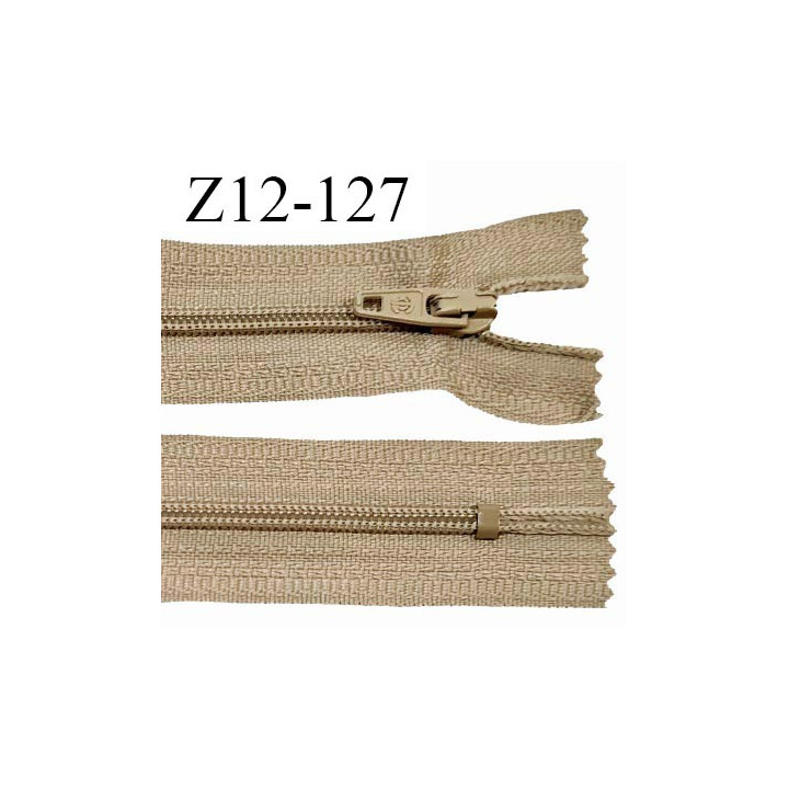 Fermeture zip 12 cm non séparable couleur marron clair largeur 2.5 cm zip nylon longueur 12 cm largeur 4 mm prix à la pièce