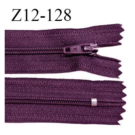 Fermeture zip 12 cm non séparable couleur prune largeur 2.5 cm zip nylon longueur 12 cm largeur 4 mm prix à la pièce