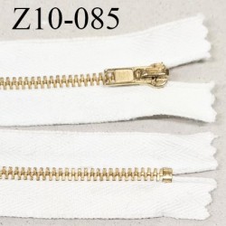 Fermeture zip 10 cm couleur blanc longueur 10 cm largeur 2.7 cm non séparable glissière métal couleur or prix à l'unité