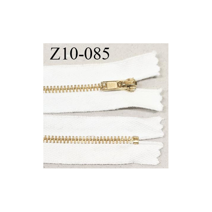 Fermeture zip 10 cm couleur blanc longueur 10 cm largeur 2.7 cm non séparable glissière métal couleur or prix à l'unité