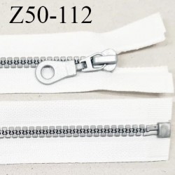 Fermeture zip 50 cm séparable couleur blanc zip glissière couleur gris largeur 7 mm longueur 50 cm largeur 32 mm prix à l'unité