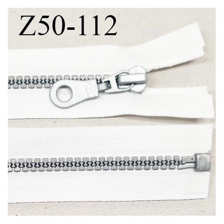 Fermeture zip 50 cm séparable couleur blanc zip glissière couleur gris largeur 7 mm longueur 50 cm largeur 32 mm prix à l'unité