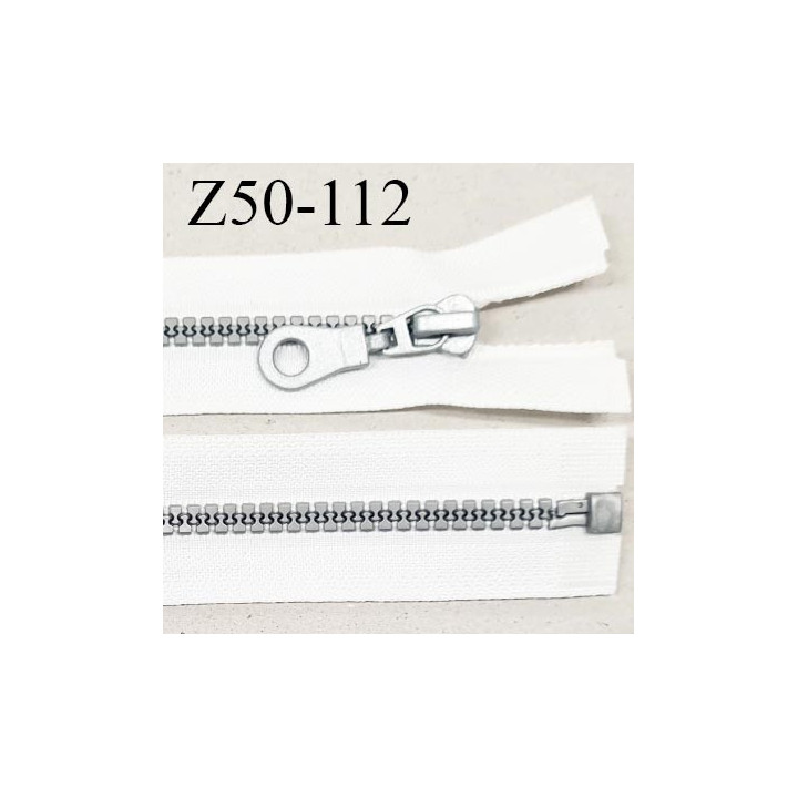 Fermeture zip 50 cm séparable couleur blanc zip glissière couleur gris largeur 7 mm longueur 50 cm largeur 32 mm prix à l'unité