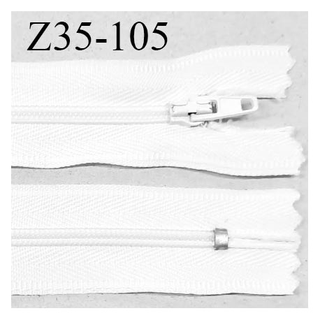 Fermeture zip 35 cm non séparable couleur blanc zip nylon largeur du zip 5 mm longueur 35 cm largeur 2.5 cm prix à l'unité