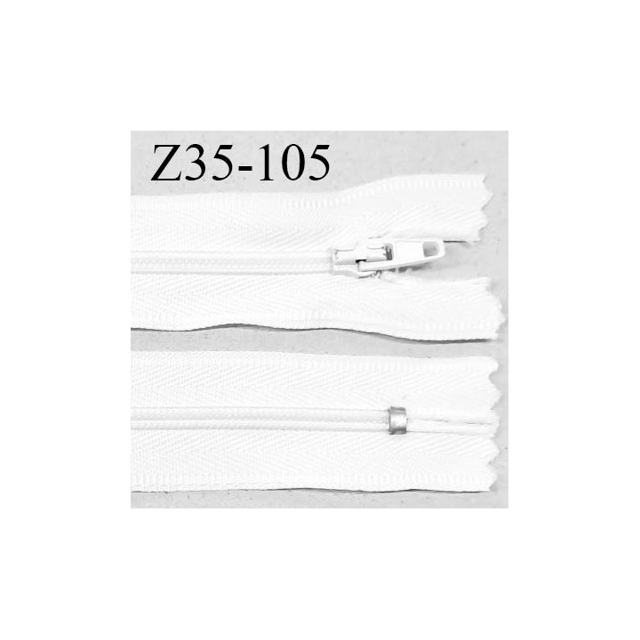 Fermeture zip 35 cm non séparable couleur blanc zip nylon largeur du zip 5 mm longueur 35 cm largeur 2.5 cm prix à l'unité